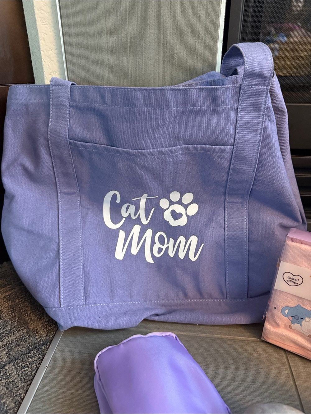 Bundle Cat Mom Tote Bag and Accessories Set - Lavender - Picture 3 of 5